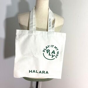 NWOT HALARA PLAY IT MY WAY COTTON TOTE OFF WHITE CANVAS   Size 14x14"